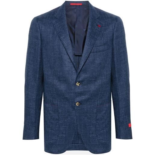 Isaia blazer con spilla mélange - blu
