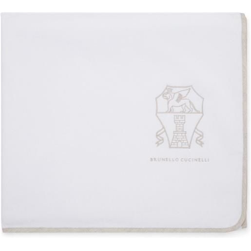 Brunello Cucinelli telo da mare con ricamo - bianco