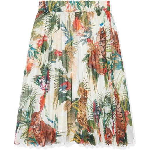 Roberto Cavalli Junior gonna con stampa jungle - bianco