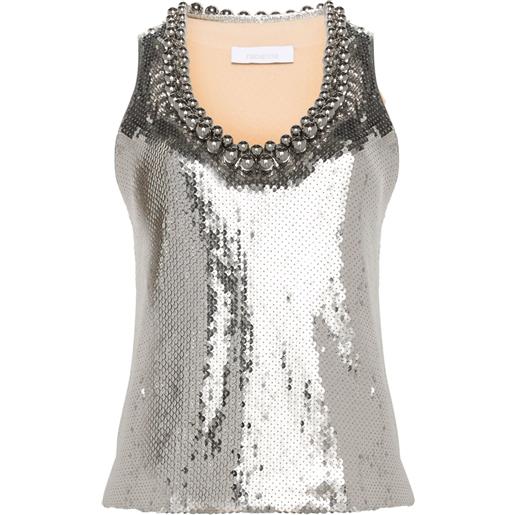 Rabanne top con paillettes - argento