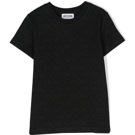 Moschino Kids t-shirt a coste con logo jacquard - nero