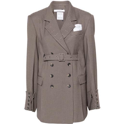 Rokh blazer doppiopetto con motivo pied-de-poule - marrone
