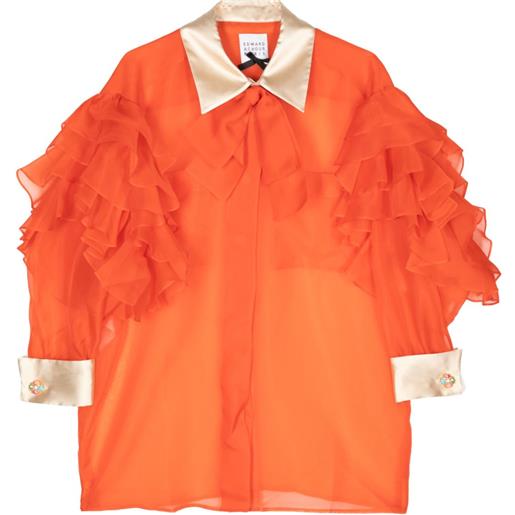 Edward Achour Paris camicia in seta con ruches - arancione