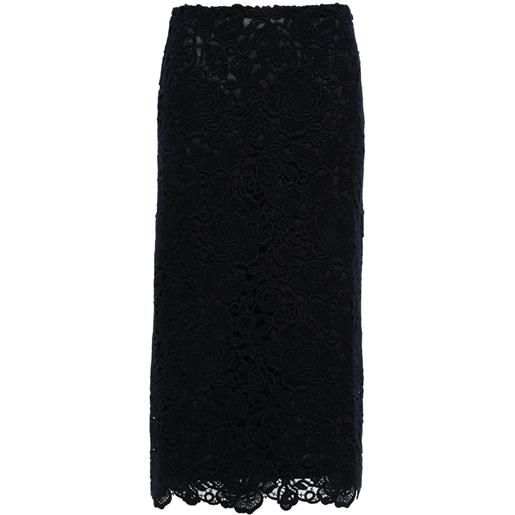 Valentino Garavani gonna midi in pizzo guipure - blu