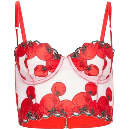 Fleur Du Mal bustino pomodoro con ricamo - rosso