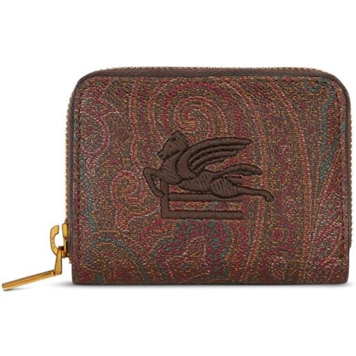 ETRO portafoglio pegaso con zip - marrone