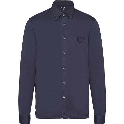 Prada camicia con applicazione - blu