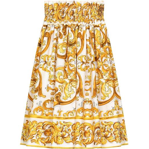 Dolce & Gabbana Kids gonna con stampa maioliche - giallo