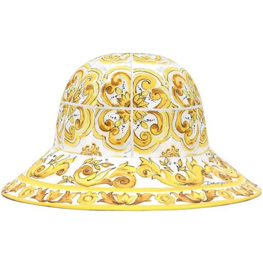 Dolce & Gabbana Kids cappello bucket con stampa maioliche - giallo