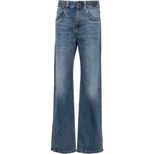 Brunello Cucinelli jeans dritti a vita alta - blu
