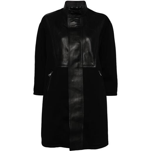 Neil Barrett cappotto con bordo in finta pelle - nero