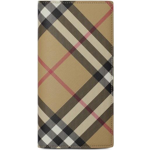 Burberry portafoglio bi-fold a quadri - toni neutri