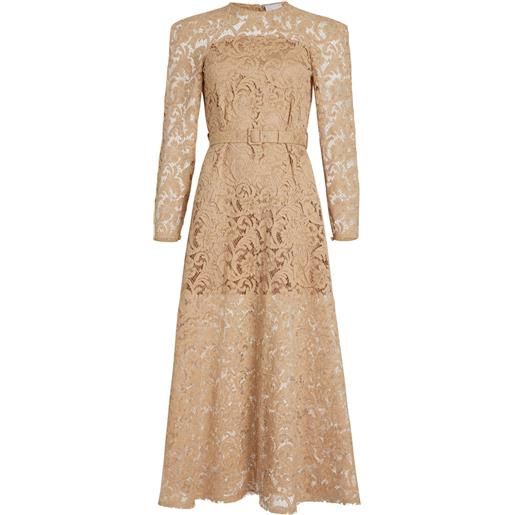 Patou abito lungo in pizzo a fiori - toni neutri