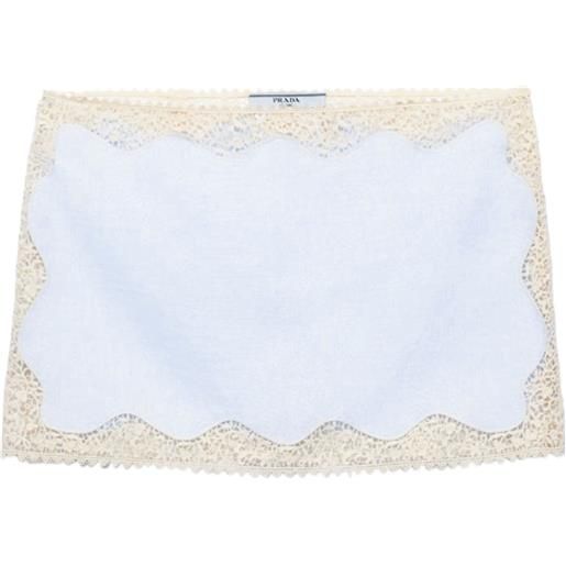 Prada minigonna con bordo di pizzo - blu