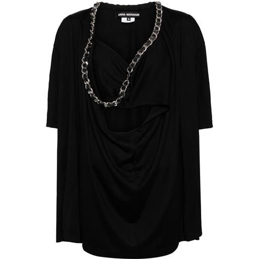 Junya Watanabe t-shirt con maniche asimmetriche - nero