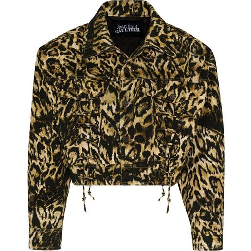 Jean Paul Gaultier giacca denim leopardata - marrone
