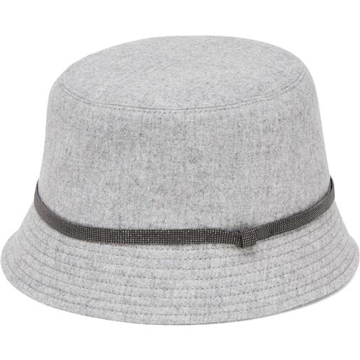 Brunello Cucinelli cappello bucket con dettaglio monili - grigio