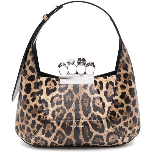 Alexander McQueen borsa a spalla jewelled leopardata - toni neutri