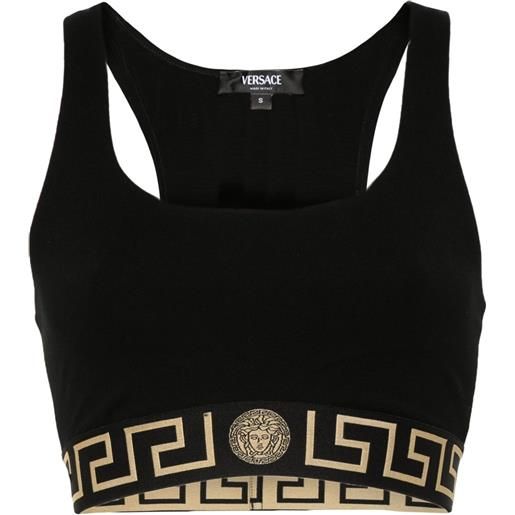 Versace top corto con bordo greca - nero
