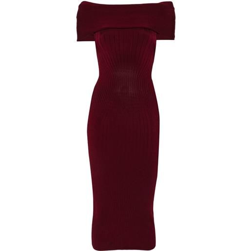 Mugler abito in maglia con spalle scoperte - rosso