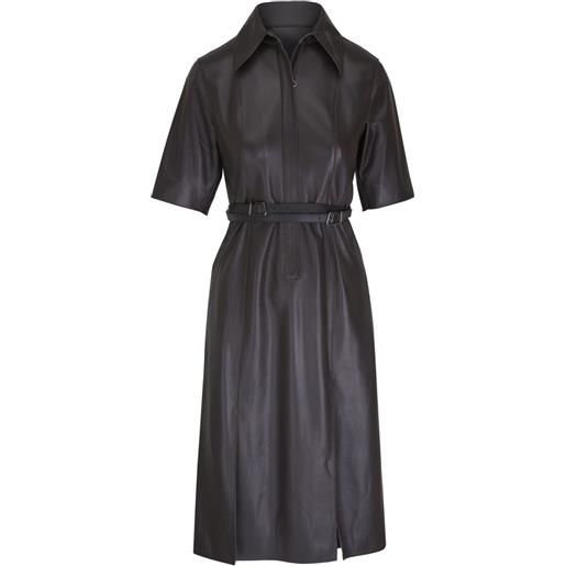 Akris abito midi in pelle - marrone