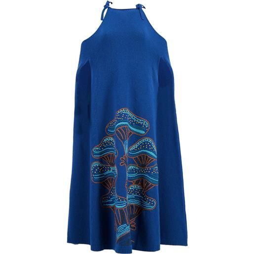PAULA abito svasato con ricamo - blu