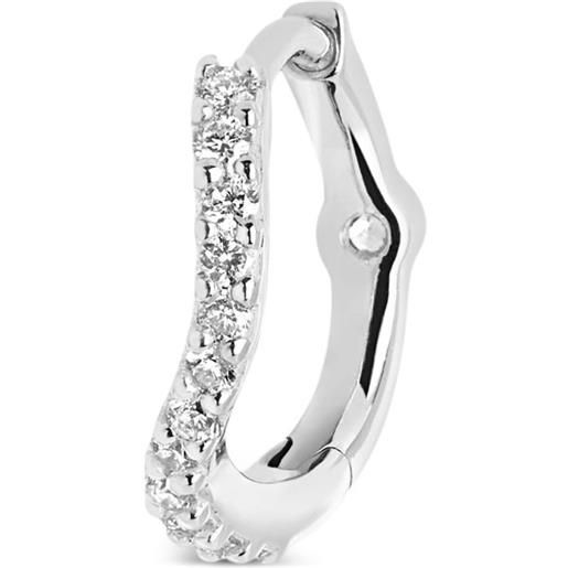 Maria Black orecchino a cerchio wave in oro bianco 14kt con diamanti - argento