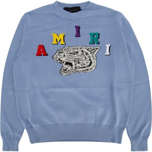 AMIRI KIDS maglione con logo jacquard - blu