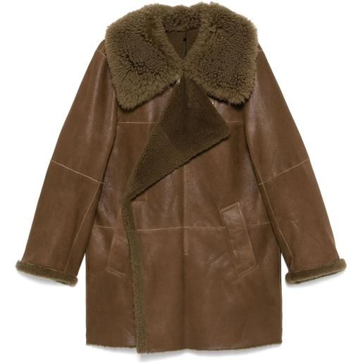LEMAIRE cappotto in shearling asimmetrico - marrone