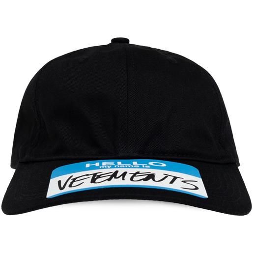 VETEMENTS cappello da baseball con applicazione - nero