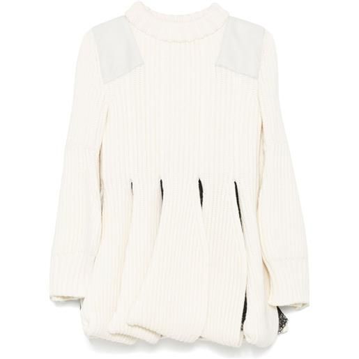 sacai abito corto con dettaglio cut-out - bianco