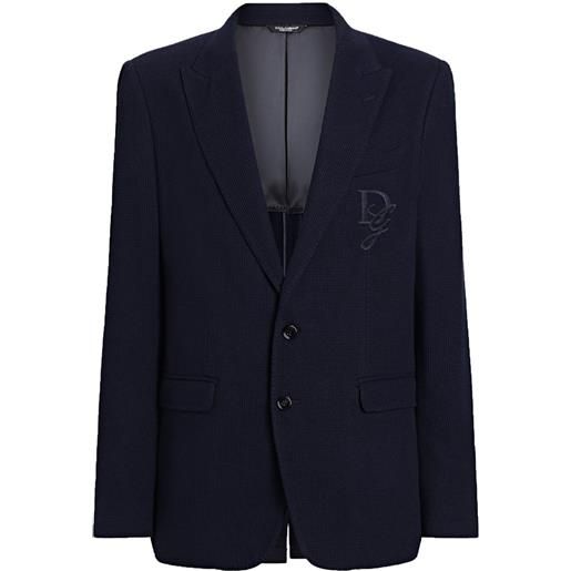 Dolce & Gabbana blazer con applicazione logo - blu