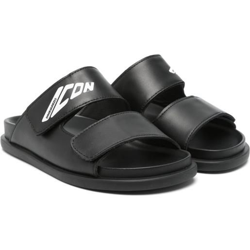 DSQUARED2 KIDS sandali slides con stampa icon - nero