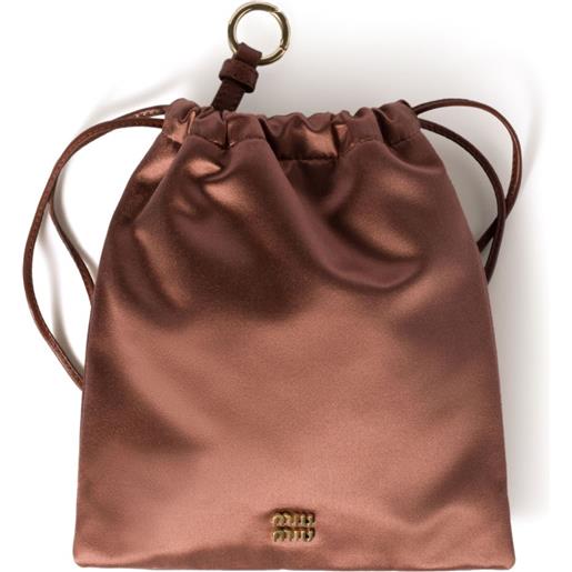 Miu Miu trousse make up in raso - marrone