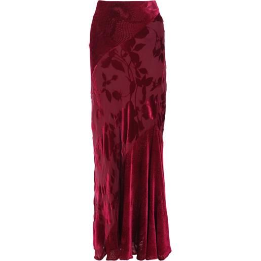 Roberto Cavalli gonna lunga con inserti - rosso