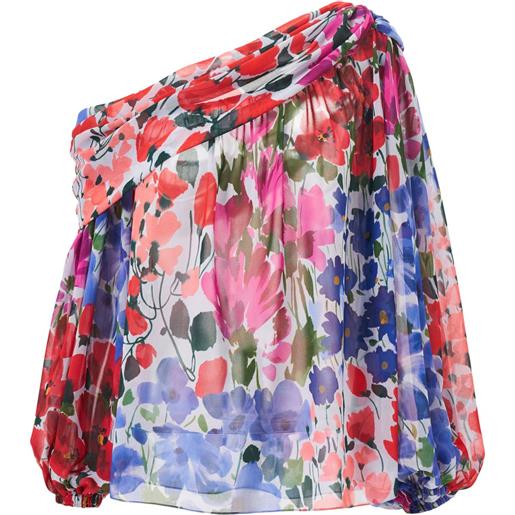 Carolina Herrera top monospalla con stampa jardin - rosso
