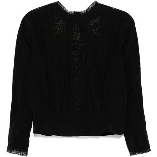 SHIATZY CHEN top con ricamo e chiffon - nero