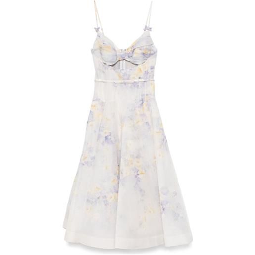 ZIMMERMANN abito crush midi - bianco