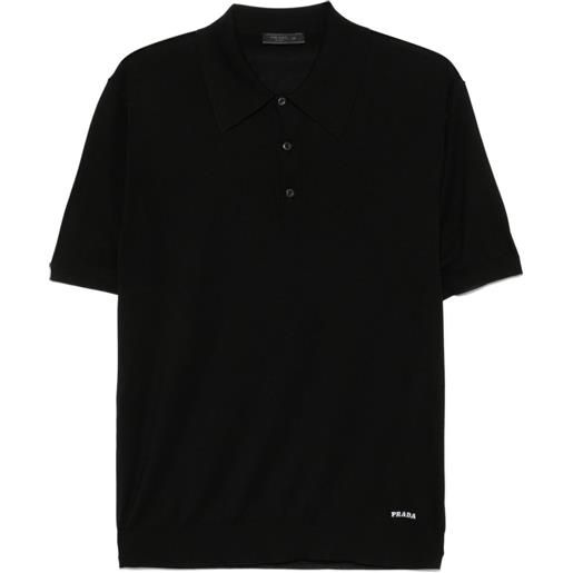 Prada polo con ricamo logo - nero