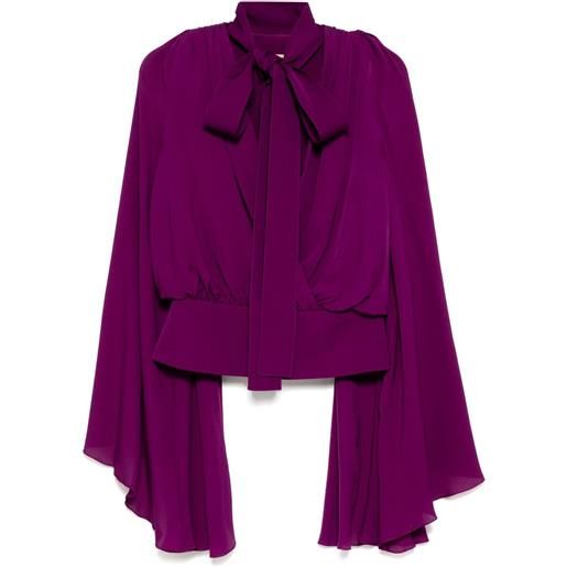 Elie Saab top con maniche a mantella e scollo a v - viola