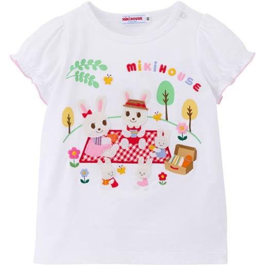 Miki House t-shirt con ricamo - bianco