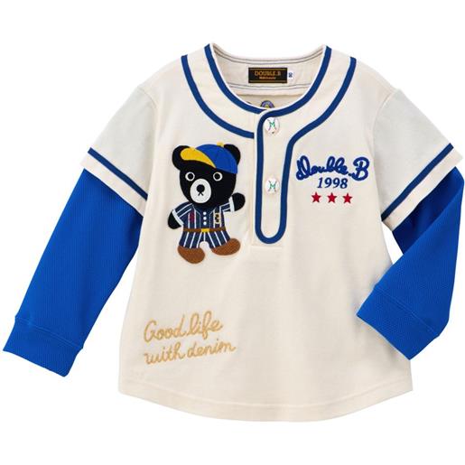 Miki House t-shirt a maniche lunghe in stile baseball - bianco