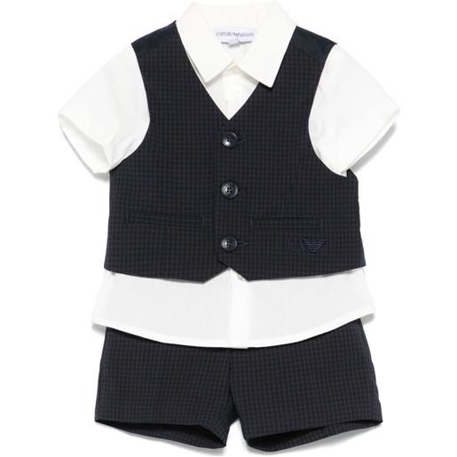 Emporio Armani Kids set con shorts a quadri - blu