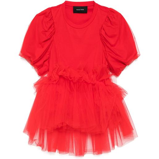 Simone Rocha t-shirt con maniche a palloncino - rosso