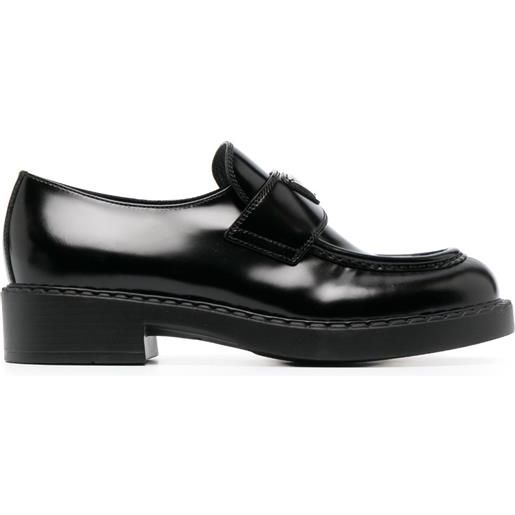Prada mocassini chocolate con placca logo 40mm - nero