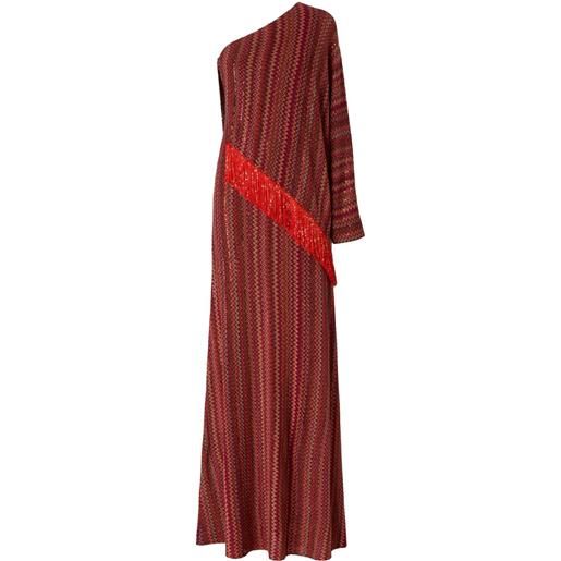 Missoni abito monospalla con motivo a zigzag - rosso