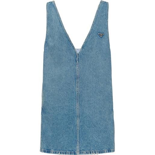 Prada abito denim con scollo a v - blu