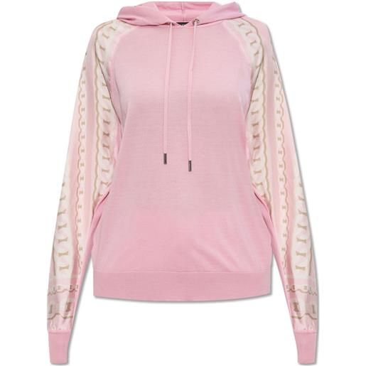 Versace felpa in lana con stampa e cappuccio - rosa