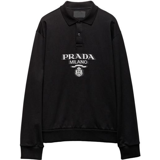 Prada polo con effetto jacquard - nero