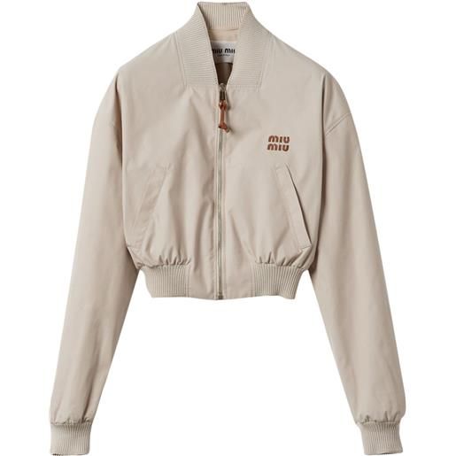 Miu Miu bomber panama crop - toni neutri